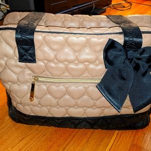 Betsy Johnson Tan Heart Weekender Bag